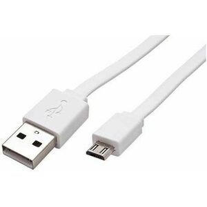 ROLINE USB 2.0 - USB A(M) to micro USB B(M), 1m, lapos, fehér kép