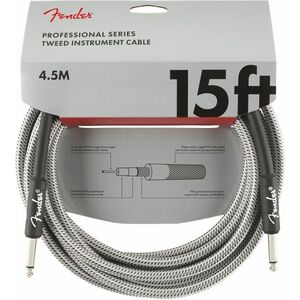 Fender Professional Series 15' Instrument Cable White Tweed kép