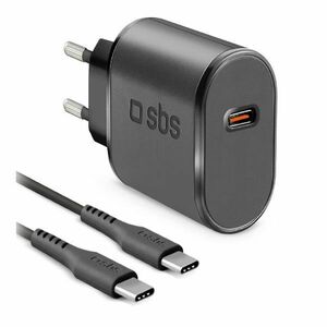 SBS Utazási töltőkészlet USB-C 15 W, kábel USB-C/USB-C, 1 m, fekete kép