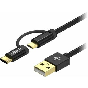 AlzaPower AluCore 2in1 Micro USB + USB-C - 1m, fekete kép