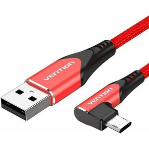 Vention Reversible 90° USB 2.0 to microUSB Cotton Cable Red 1m Aluminium Alloy Type kép