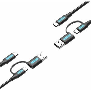 Vention USB-C + USB-A to USB-C Cable 0.5m Black PVC Type kép