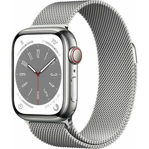 Apple Watch Series 8 41mm Cellular - ezüst rozsdamentes acél tok, milánói szíj kép
