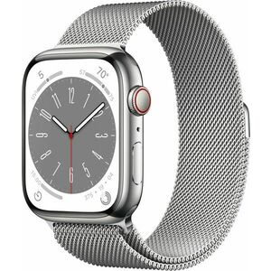 Apple Watch Series 8 45mm Cellular - ezüst rozsdamentes acél tok, ezüst milánói szíj kép