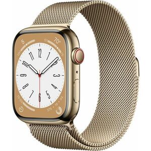 Apple Watch Series 8 45mm Cellular - arany rozsdamentes acél tok, arany milánói szíj kép