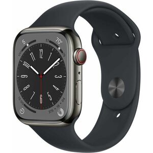 Apple Watch Series 8 45mm Cellular - grafit rozsdamentes acél tok, éjfekete sport szíj kép