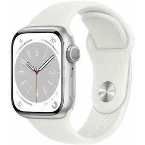 Apple Watch Series 8 41mm - ezüst alumínium tok, fehér sport szíj kép