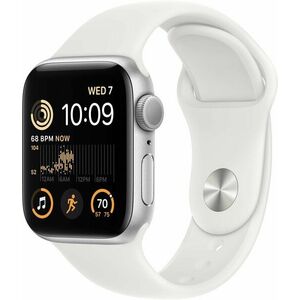 Apple Watch SE (2022) 40mm - ezüst alumínium tok, fehér sport szíj kép