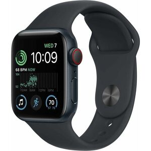 Apple Watch SE (2022) 40mm Cellular - éjfekete alumínium tok, éjfekete sport szíj kép