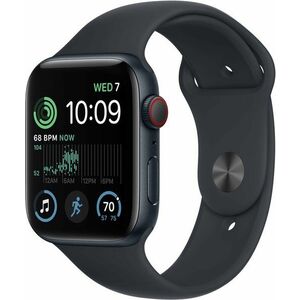 Apple Watch SE (2022) 44mm Cellular - éjfekete alumínium tok, éjfekete sport szíj kép