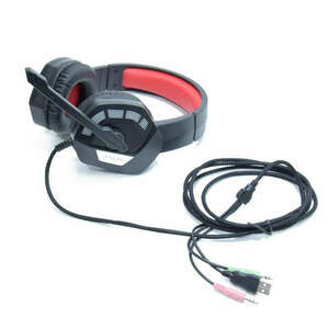 Gaming headset LED-fényekkel / vezetékes fejhallgató mikrofonnal... kép
