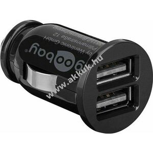 Goobay autós USB mini adapter töltő 12V 2db USB fekete (3, 1A) kép