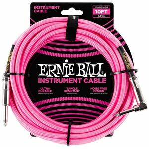 Ernie Ball 10' Braided Cable Neon Pink kép