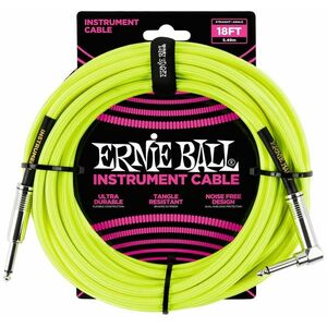 Ernie Ball 18' Braided Cable Neon Yellow kép