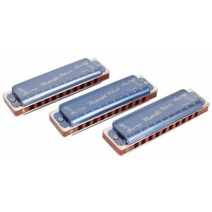 Fender Midnight Blues Harmonica Pack of 3 with Case kép
