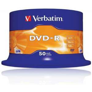 DVD-R lemez, AZO, 4, 7GB, 16x, 50 db, hengeren, VERBATIM kép