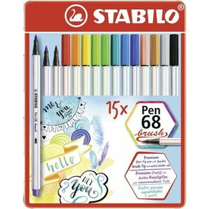 STABILO Pen 68 brush 15 db fém tok kép