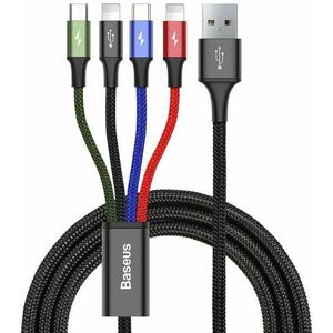 Baseus Gyorstöltő / adatkábel 4 az 1-ben 2* Lightning + USB-C + Micro USB 3, 5 A 1, 2 m, fekete kép