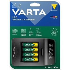 VARTA LCD Smart Charger+ Töltő + 4× AA 56706 2100 mAh kép