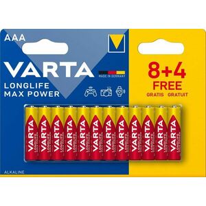 VARTA Longlife Max Power Alkáli elem AAA 8+4 db kép