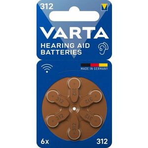 VARTA Hearing Aid Battery Hallókészülék-elem 312 6 db kép