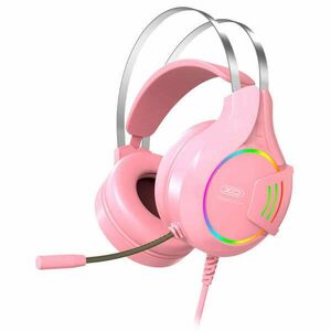 XO GE-04 rózsaszín gamer sztereó fejhallgató mikrofonnal (3, 5mm jack) kép
