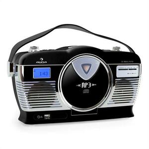 Auna RCD-70 retró rádió, FM, USB, CD, elem, fekete kép