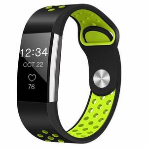 BStrap Silicone Sport (Large) szíj Fitbit Charge 2, black/green (SFI003C02) kép