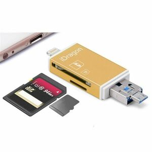 MicroSD SDHC SD TF Kártyaolvasó Iphone/Ipad (lightning), MicroUSB csatlakozókkal kép