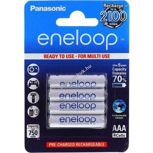 Panasonic eneloop Ready-to-Use AAA Micro akku, újratölthető elem 800mAh NiMH 4db/csom. kép