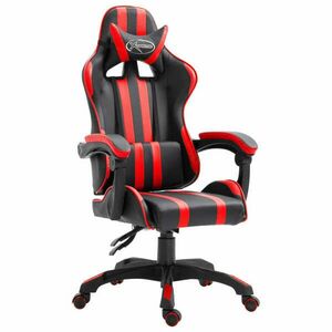 vidaXL műbőr Gamer szék lábtartóval - fekete-piros kép