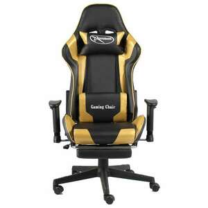 Aranyszínű pvc forgó gamer szék lábtartóval kép