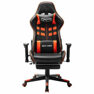 Fekete és narancssárga műbőr gamer szék lábtámasszal kép