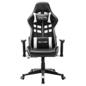 Fekete és fehér műbőr gamer szék kép