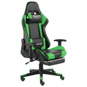 Zöld pvc forgó gamer szék lábtartóval kép