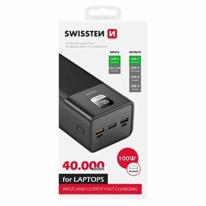 Swissten Power Line Powerbank 40000 mAh 100W, PD, fekete kép