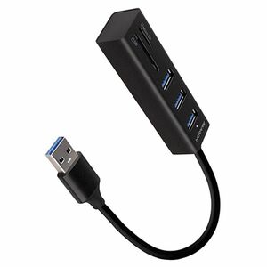 AXAGON HMA-CR3A 3x USB-A + SD/microSD, USB3.2 Gen 1 hub, metal, 20 cm USB-A kábel kép