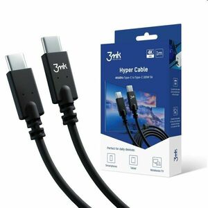 3mk Hyper kábel USB-C/USB-C 1m, 100W, fekete kép