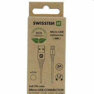 Swissten Data kábel Textile USB / Micro USB 1.2 m, fehér, eco csomagolás kép