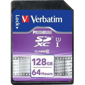 VERBATIM Memóriakártya, SDXC, 128GB, CL10/U1, 90/10 MB/s, VERBATI... kép