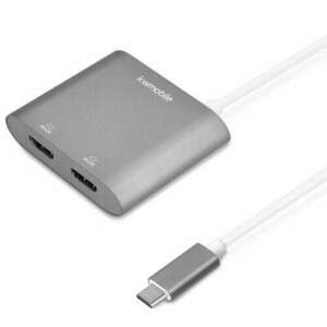 USB-C adapter dupla HDMI 4k 30Hz-hez, Kwmobile, ezüst, fém, 50604.01 kép