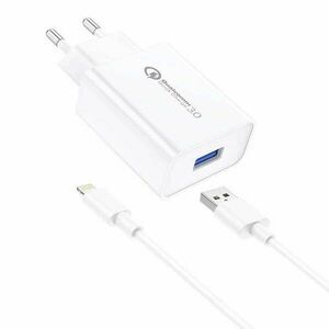 Foneng EU13 Wall Charger + USB to Lightning Cable, 3A (White) kép