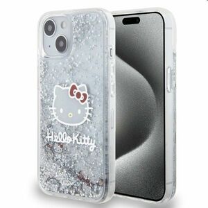 Hello Kitty Liquid Glitter Electroplating Head Logo hátlapi tok Apple iPhone 13 számára, átlátszó kép