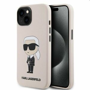 Karl Lagerfeld Liquid Silicone Ikonik NFT hátlapi tok Apple iPhone 15 számára, rózsaszín kép