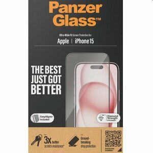 PanzerGlass UWF védőüveg applikátorral Apple iPhone 15 számára, fekete kép