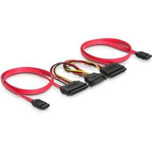 DeLOCK SATA All-in-One cable for 2x HDD SATA kábel 0, 5 M Vörös kép