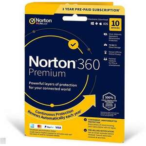 Norton 360 Premium + 75 GB Cloud storage 10-Device 1 year EURO kép