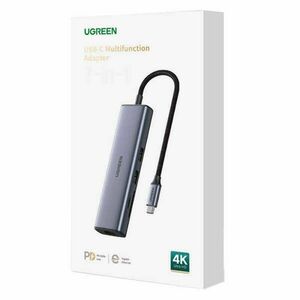 Adapter Hub UGREEN, USB-C to 2x USB 3.0, HDMI, RJ45, SD/TF kép