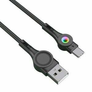Foneng X59 USB to USB-C cable, LED, 3A, 1m (black) kép
