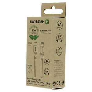 Swissten - adat- és töltőkábel USB-C/lightning, 1, 2m, fehér kép